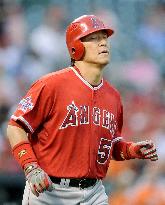 Angel's Matsui grounds out vs. Orioles