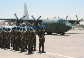 2 ASDF C-130 aircraft arrive in Amman for aid to Iraq