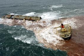 Panamanian-registered freighter Giant Step runs aground off Ibar