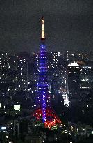 Tokyo Tower sports Nadeshiko colors