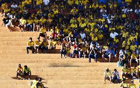 Contrasting view of Japan-Brazil soccer supporters