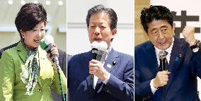 Party leaders in Tokyo assembly election campaigning