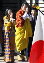 CORRECTED Bhutan royal couple welcomed by Japan prince
