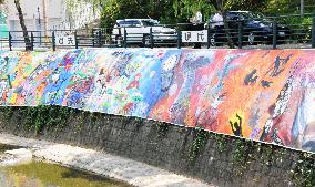 70 meter painting unveiled at Nagasaki A-bomb hypocenter park
