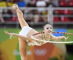 Japan rhythmic gymnast Minagawa performs with hoop