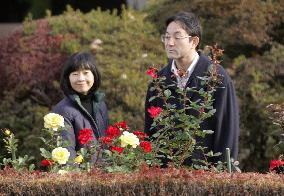 Newlywed Kurodas visit rose garden