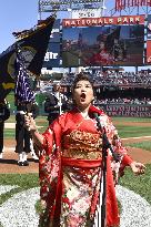 Japanese opera singer Tamura appears at MLB exhibition game