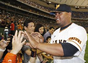 Francisco gets clutch hit in 1st game in Japanese baseball