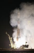 Soyuz lifts off to take 3 astronauts to space station