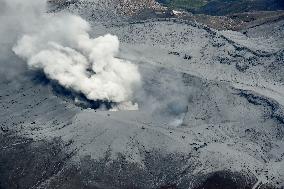 Volcanic eruption on Mt. Aso
