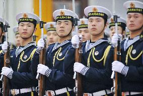 Chinese sailors at ceremony