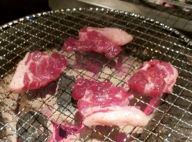 Sliced wild boar meat grilled at Tokyo restaurant