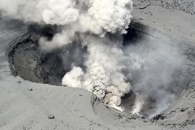 Volcanic eruption on Mt. Aso in southwestern Japan