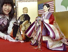Japanese "hina" dolls of President Trump, Tokyo governor unveiled