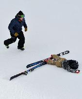 Skiing: World champion Onozuka taken to hospital after dangerous fall