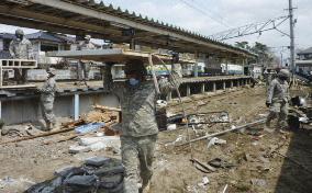 U.S. soldiers engage in recovery work in Miyagi