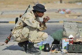 Libyan rebel fighter near Ajdabiya