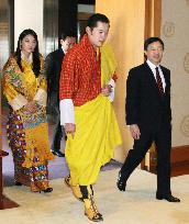 CORRECTED Bhutan royal couple welcomed by Japan prince