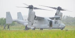 Southwestern Japan city conducts disaster drill with Osprey aircraft