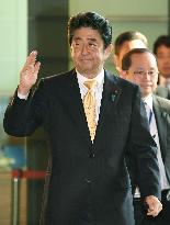 PM Abe arrives at office