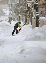 Snow shoveling in northeastern Japan