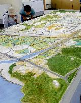 Prequake townscape of Tomioka recreated in model