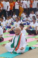 Indian Prime Minister Modi joins International Yoga Day event