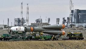 Russia's Soyuz spacecraft carried to launching pad in Kazakhstan