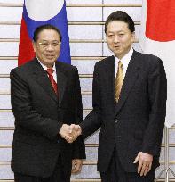 Laotian Pres. Choummaly meets with Hatoyama