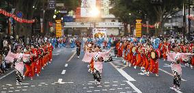 Traditional drum parade in Japan