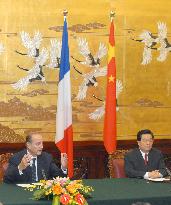 Chirac lauds China's support for U.N. resolution on N. Korea