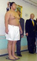 Ryoya Tatsu in his physical checkups for new sumo apprentices