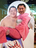 Popular sumo wrestler Endo's life-size cutout at arena