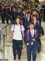 Nadeshiko Japan arrive home from Women's World Cup