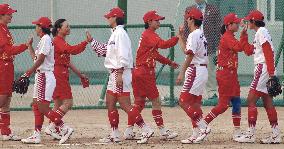 Chinese, Japanese shake hands after softball match