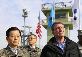 U.S. Defense Sec. Carter inspects DMZ on Korean Peninsula