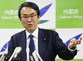 New economy minister Ishihara attends press conference