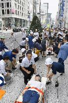 Disaster drill held in Tokyo's Ginza shopping district