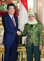 Japanese PM Abe, Singapore President Halimah