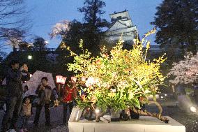 Big flower arrangement displayed at Kochi Castle fiesta