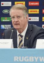 World Rugby Chairman Lapasset speaks at news conference