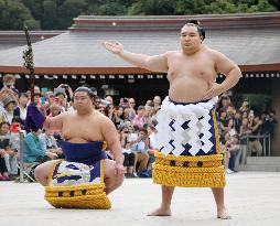 Sumo: Yokozuna Kakuryu performs ring-entering ritual