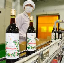 Bottling work displayed for Tokachi Wine Nouveau in Hokkaido town
