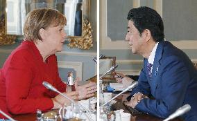 Abe, Merkel differ over fiscal stimulus ahead of G-7 summit