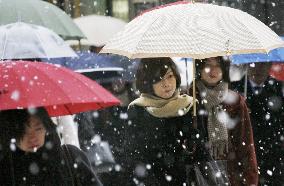 Snow dusts central Tokyo, no major traffic disruptions