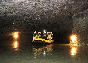 Underground lake tour at former quarry popular in eastern Japan