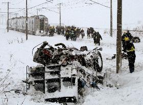 Train collides with dump truck in Hokkaido