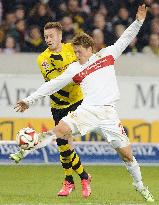 Japanese defender Sakai of Stuttgart in action against Dortmund