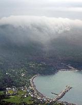 1 day after volcano eruption on small Japanese island