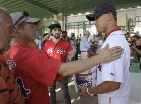 Red Sox players collect Japan quake donation